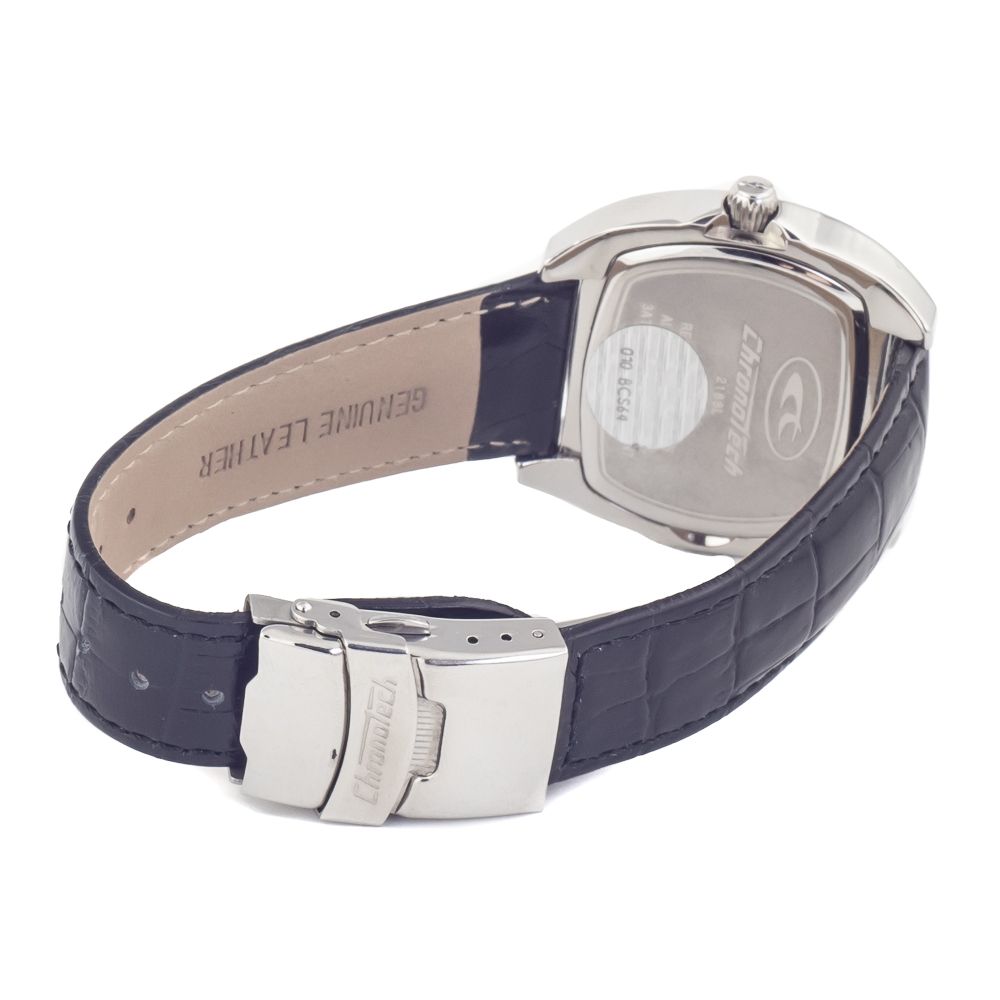 Black Leather Dress Watch