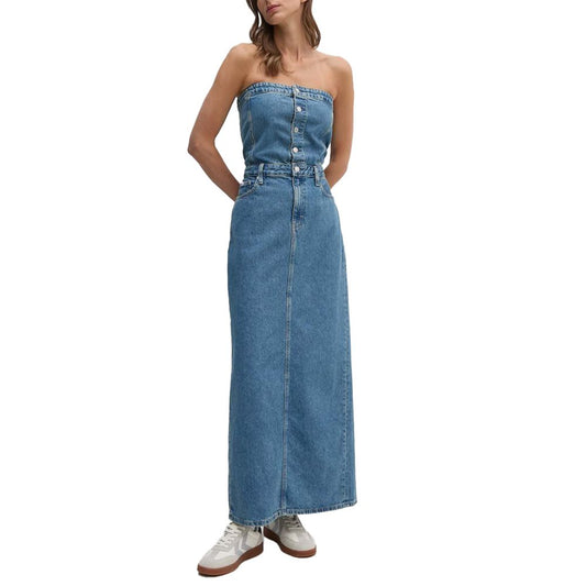 Blue Cotton Long Dress