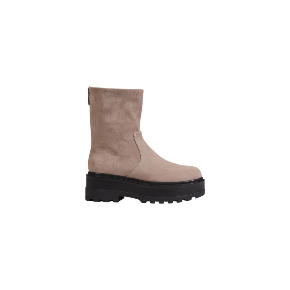 Beige Recycled Polyester Ankle Boots