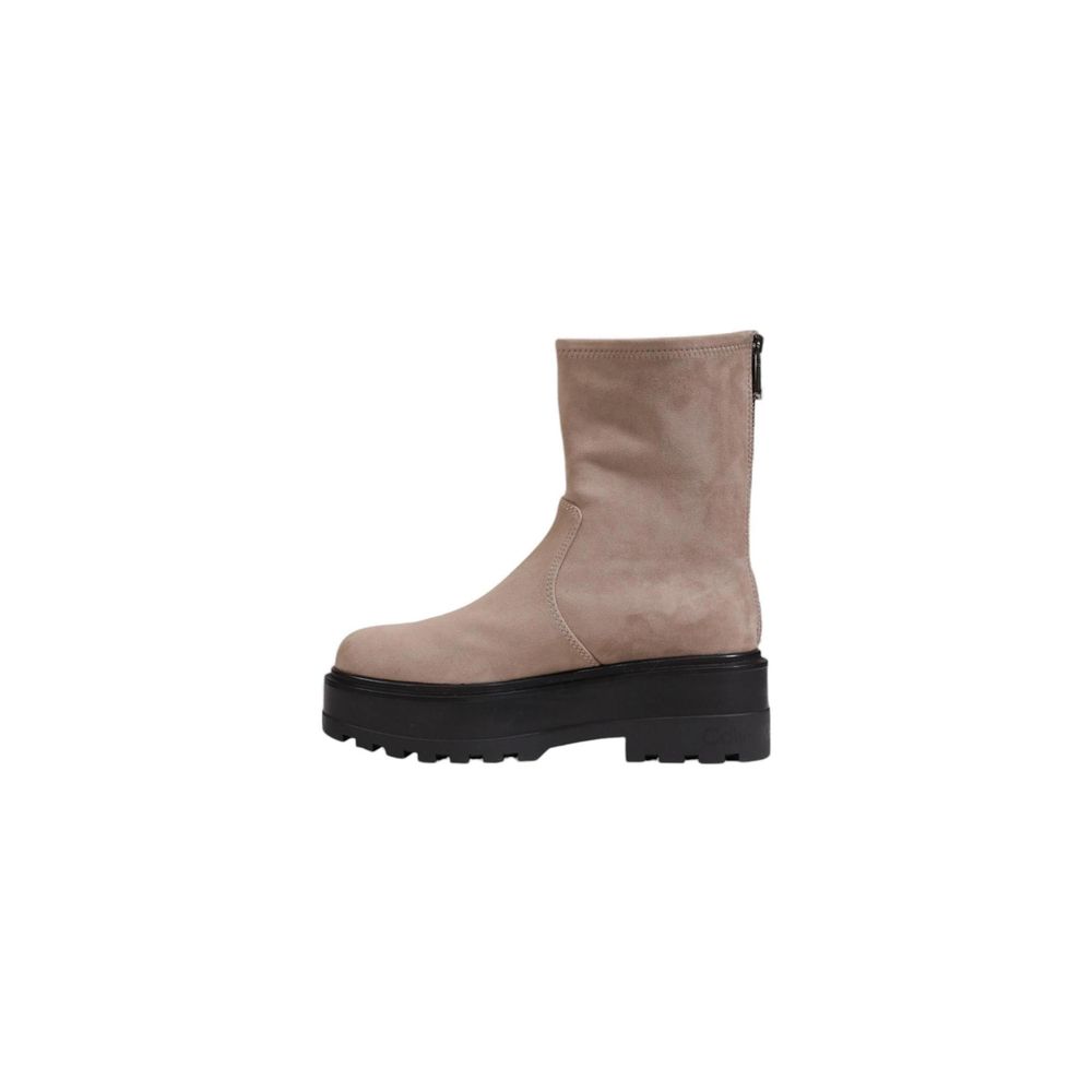 Beige Recycled Polyester Ankle Boots