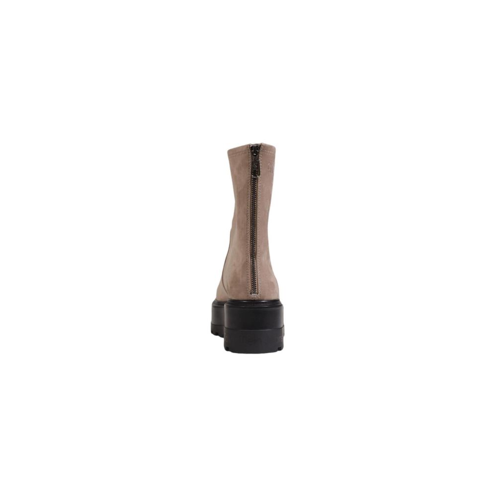 Beige Recycled Polyester Ankle Boots