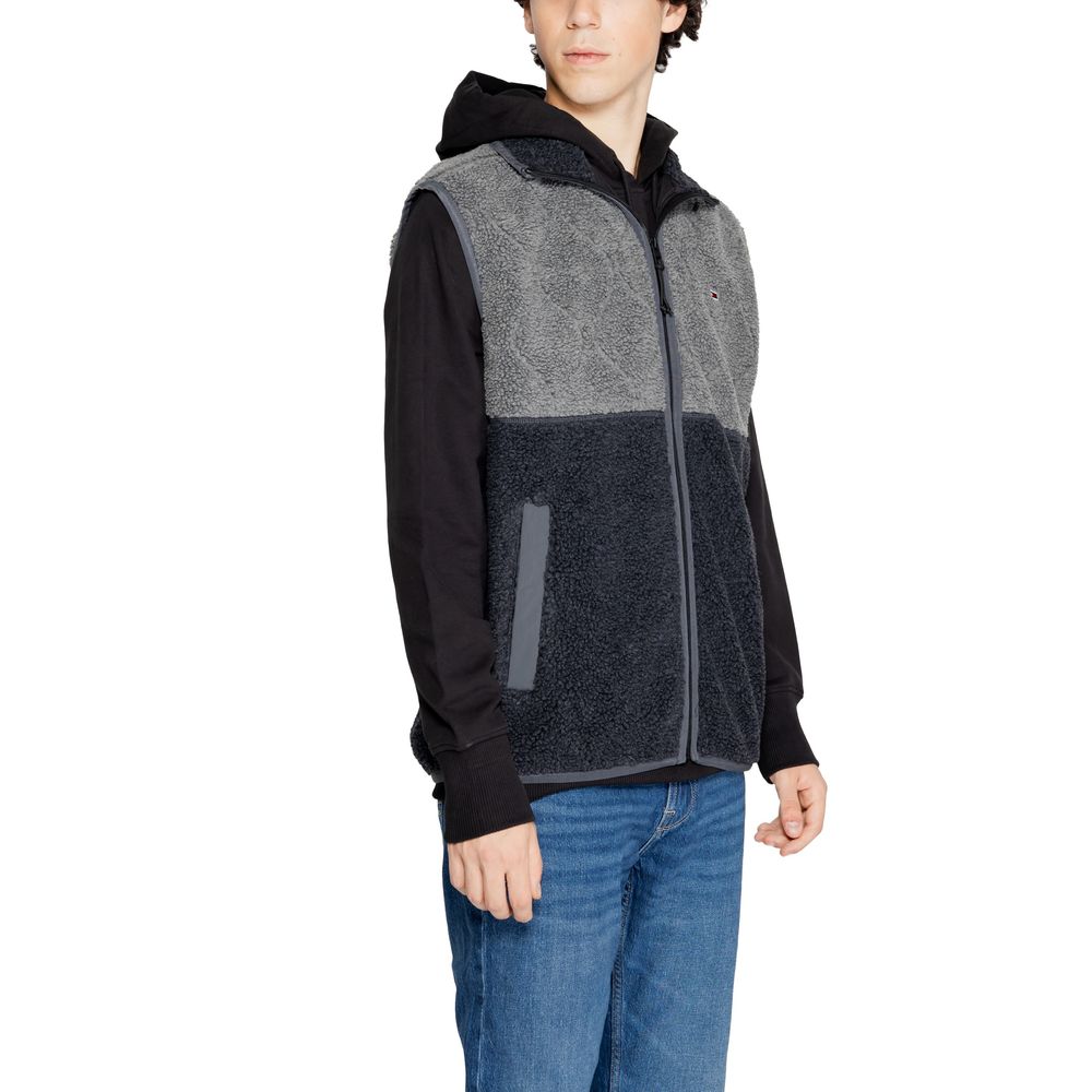 Black Recycled Polyester Sleveless Jacket