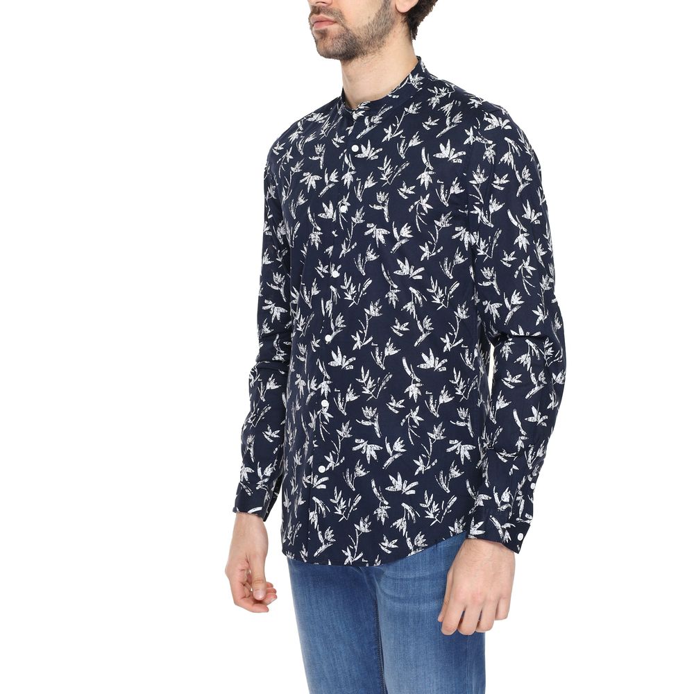 Blue Cotton Pattern Shirt