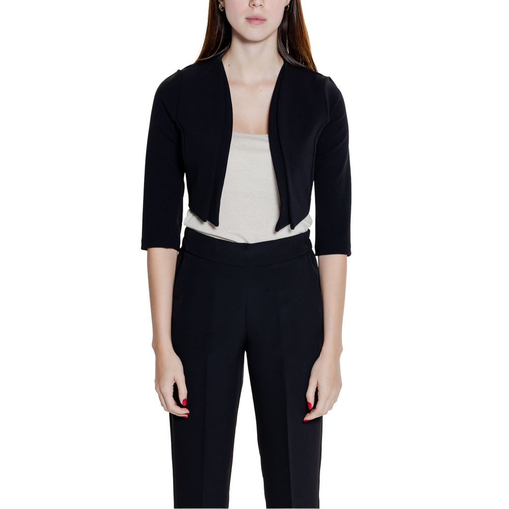 Black Polyester Sleveless Jacket