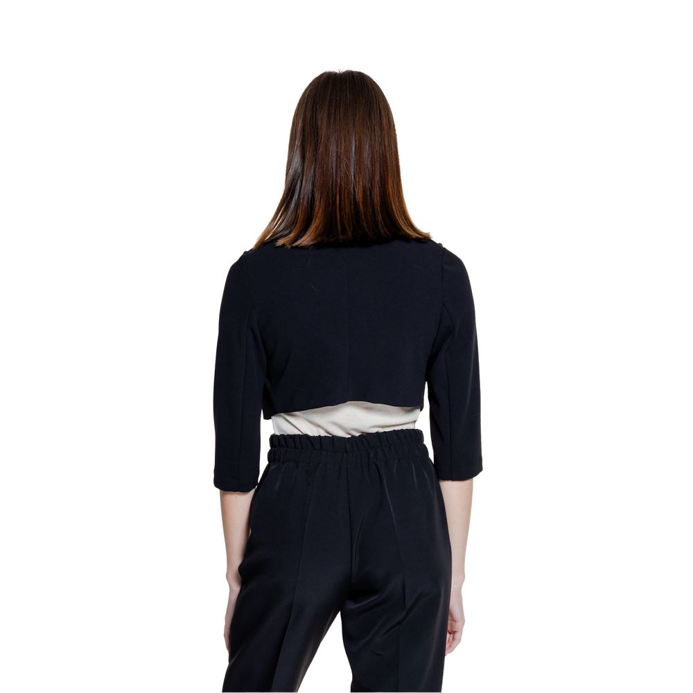 Black Polyester Sleveless Jacket