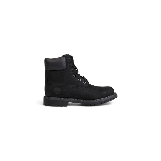 Black Recycled Leather Lace-Up Boots