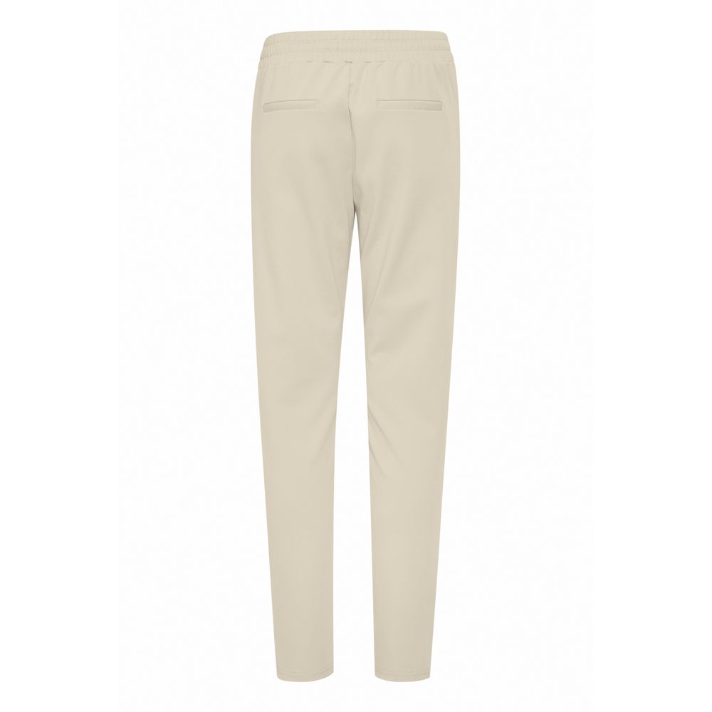 Beige Polyester Casual Pants