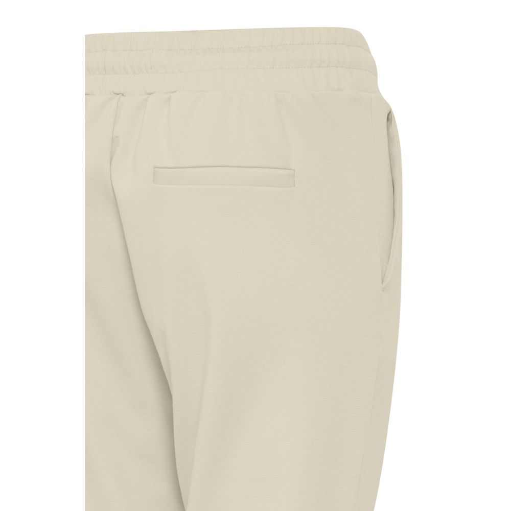 Beige Polyester Casual Pants