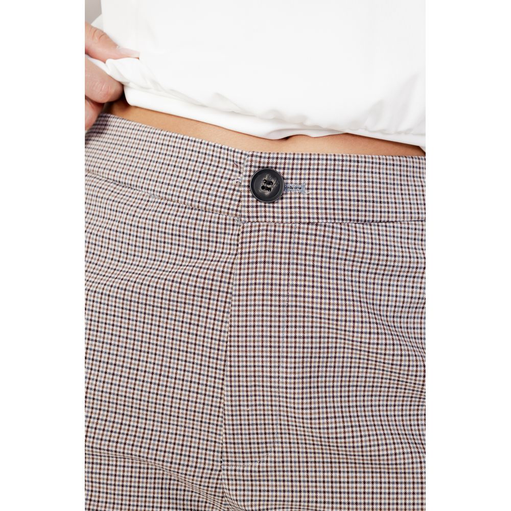 Beige Polyester Flared Pants