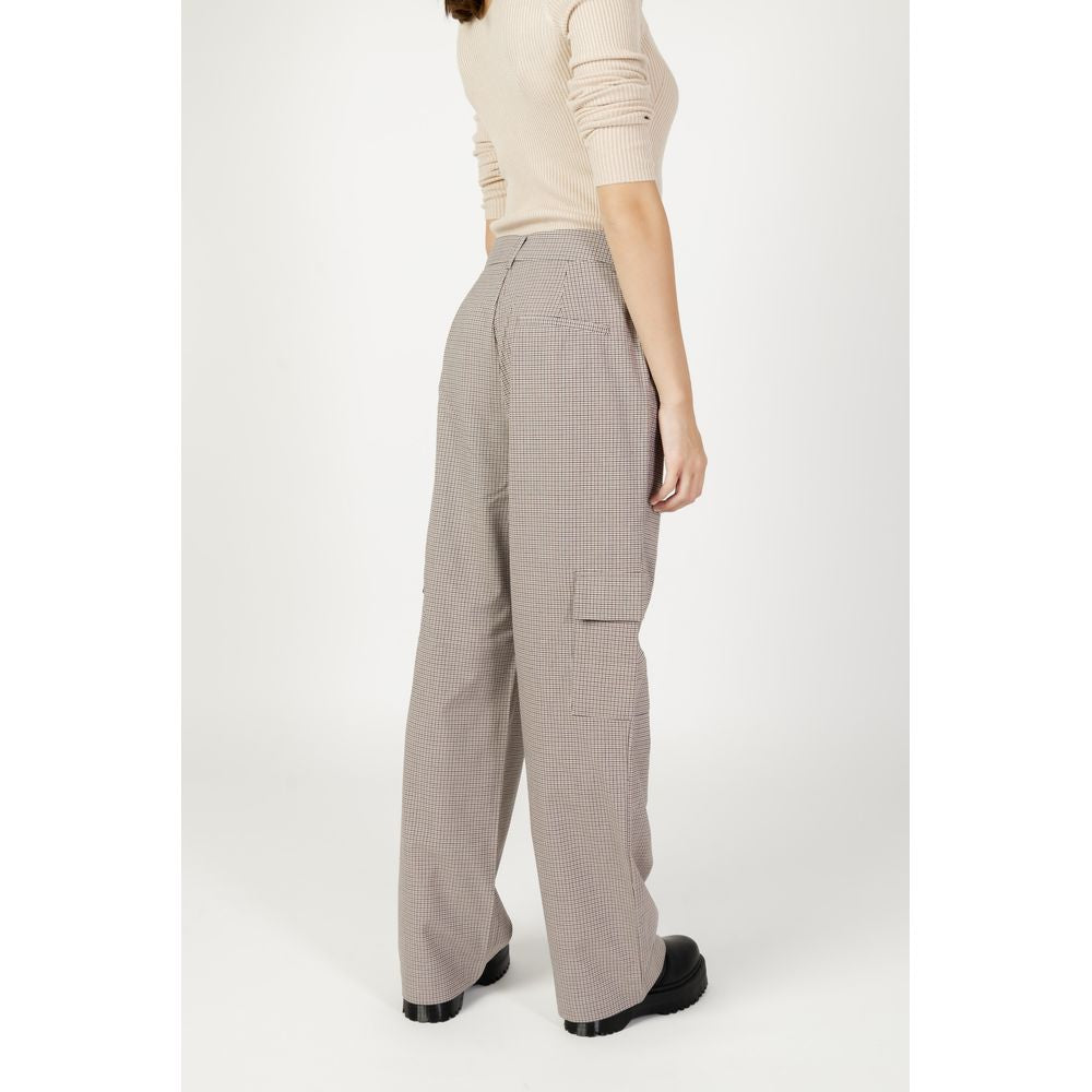 Beige Polyester Cargo Pants