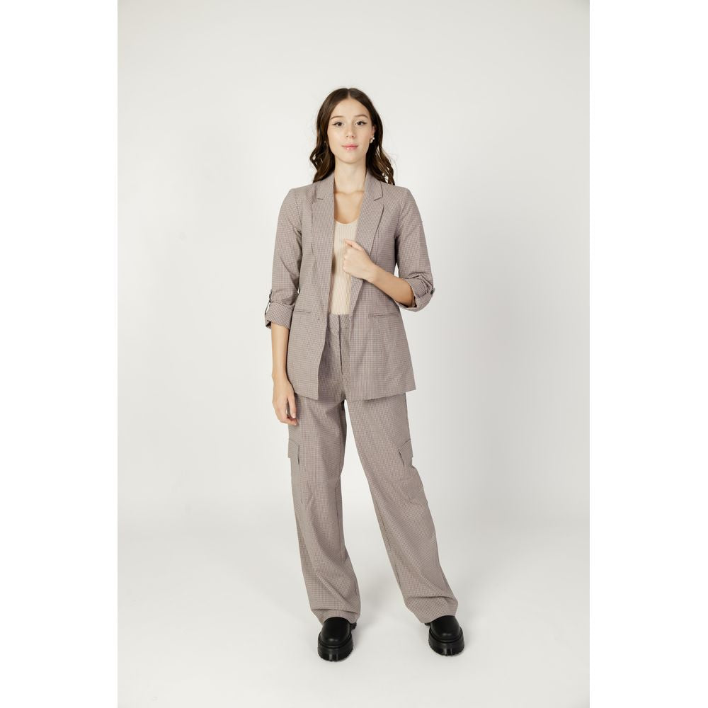 Beige Polyester Cargo Pants