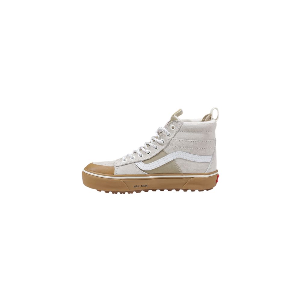 Beige Leather High Top Sneakers