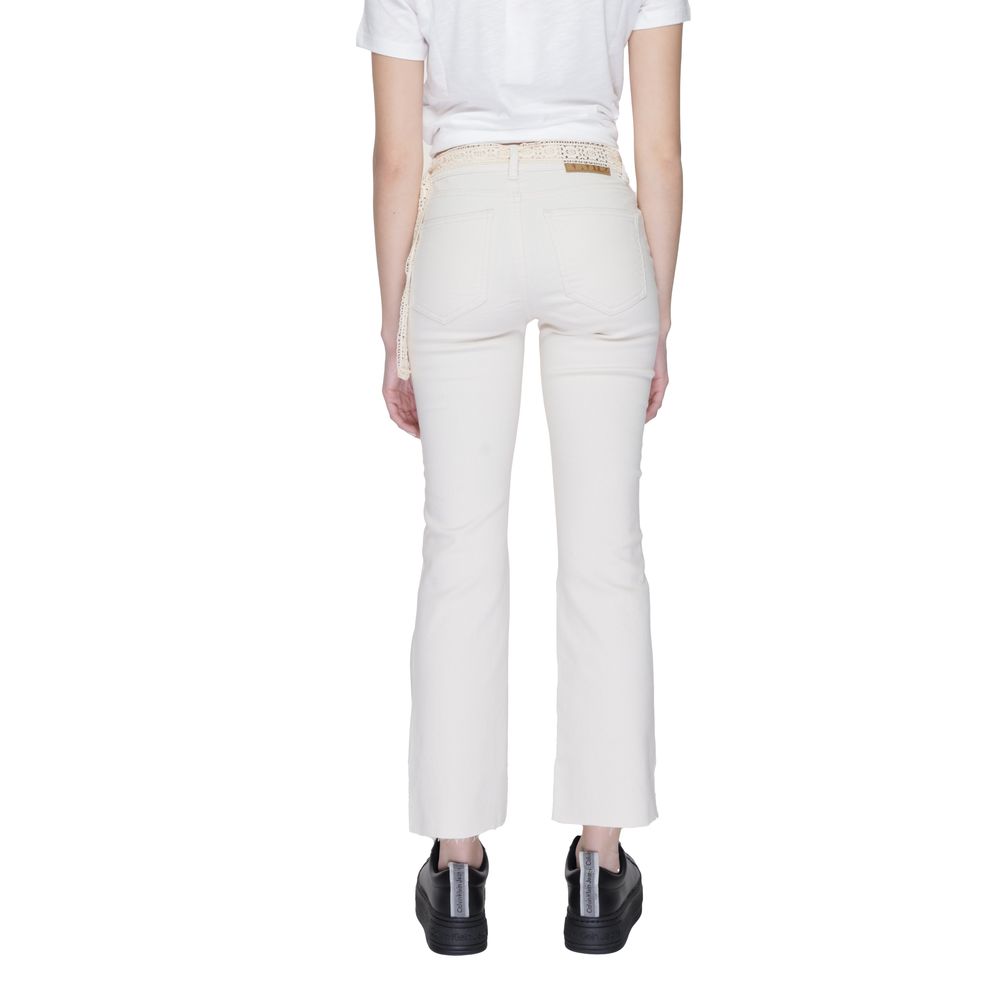 Beige Cotton Bootcut Jeans