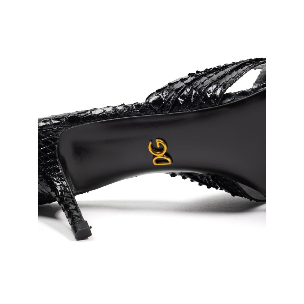Black Snake Skin  Platform Sandals