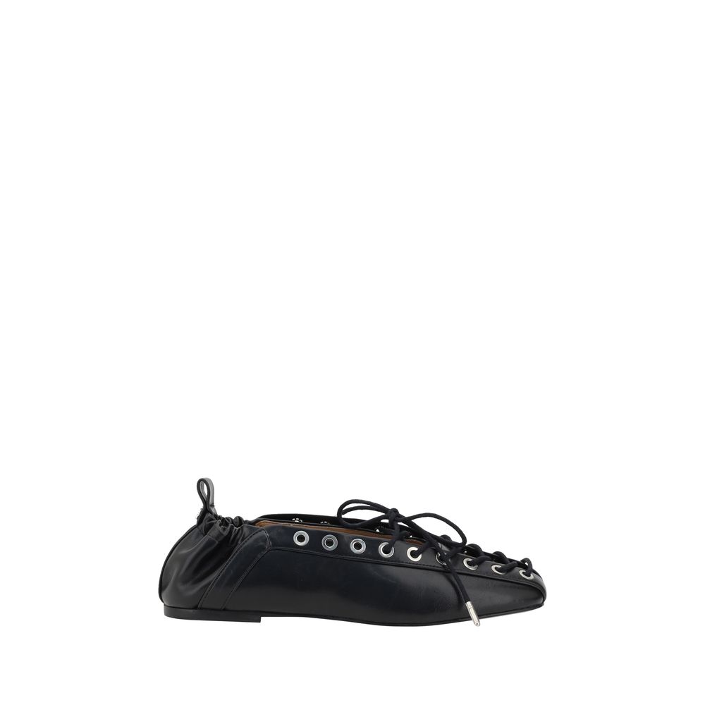 Black Polyester Ballet Flats