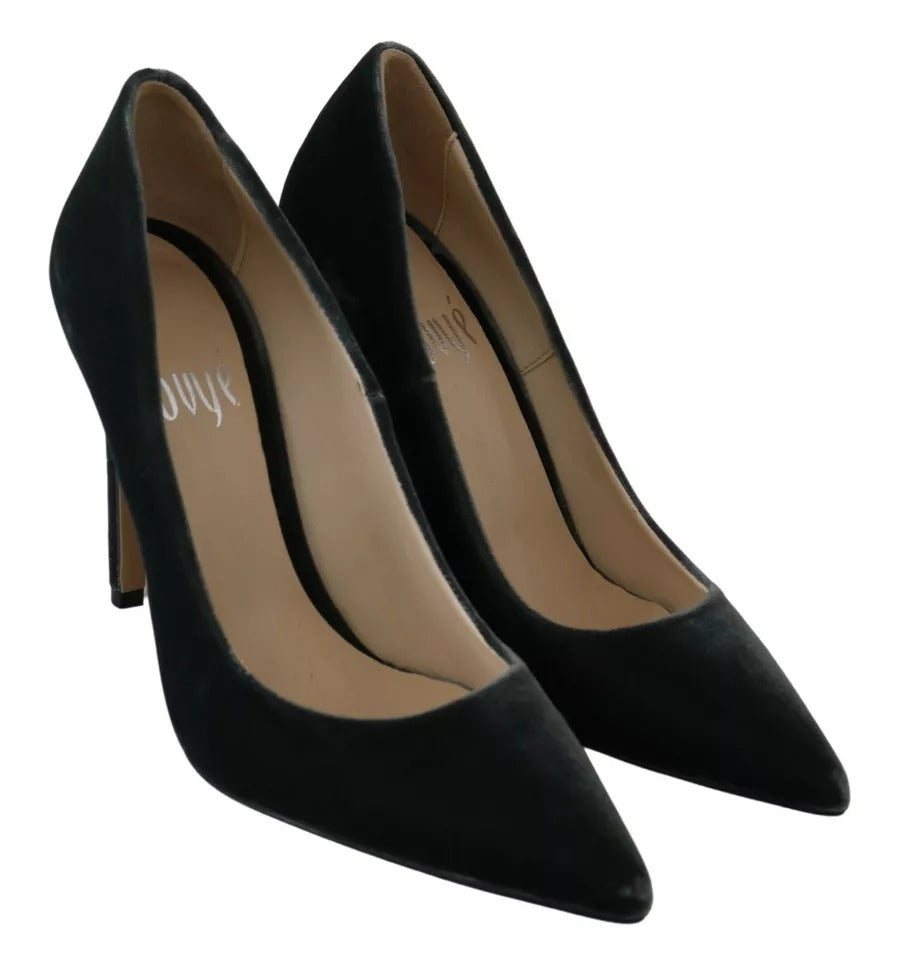 Gray Velvet Dress Stiletto Pumps Shoes