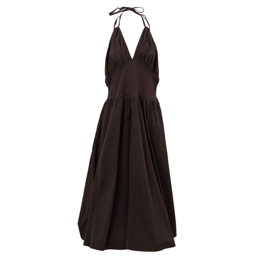 Brown Cotton Long Dress