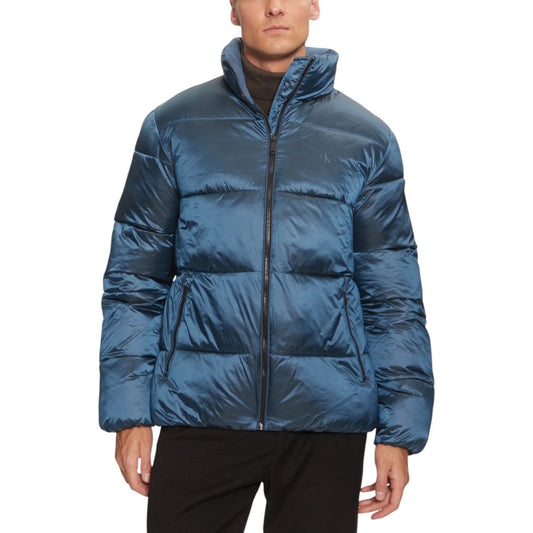 Blue Recycled Polyamide Coat