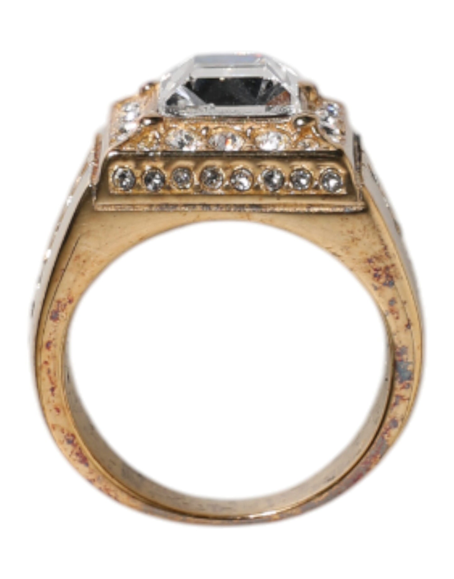 Gold Tone Sterling Silver 925 Crystals Ring