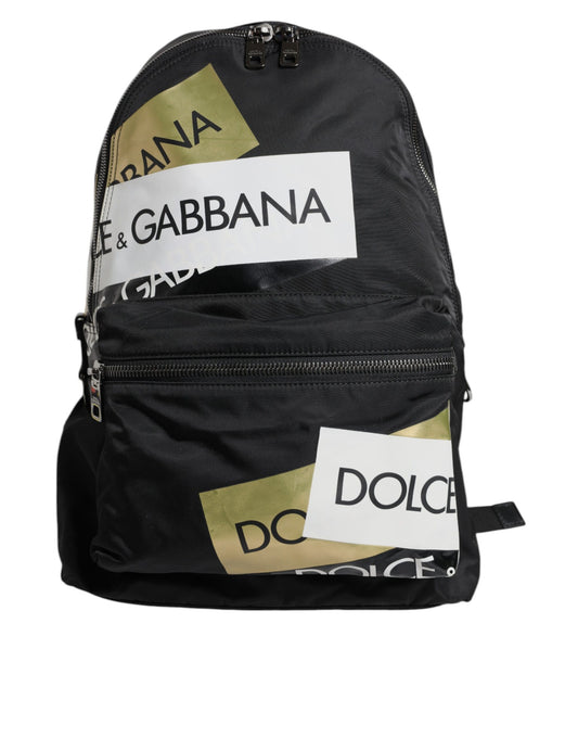 Black Logo Tape Polyamide School Travel Backpack Bag
