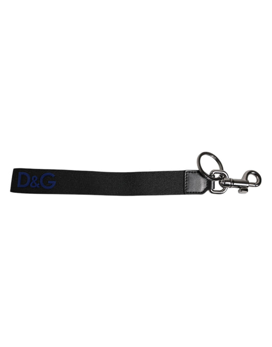 Black Logo Nylon Silver Brass Men Holder Keychain Keyring