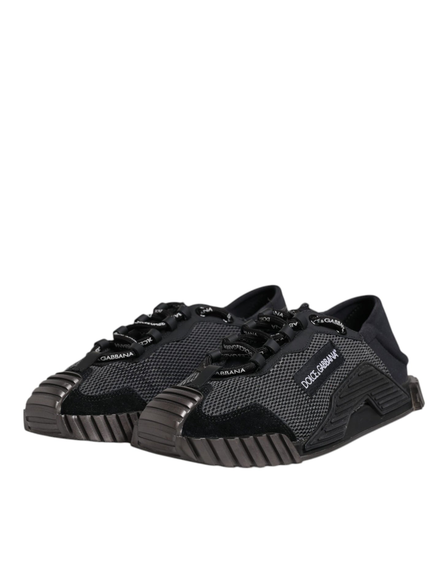 Black Silver Logo Low Top Men Sneakers Shoes