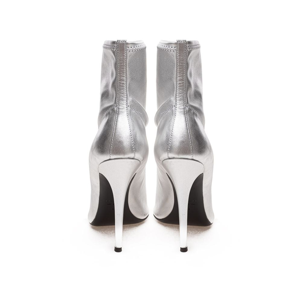 Gray Leather Ankle Boots