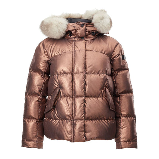 Pink Polyester Full-Length Jacket