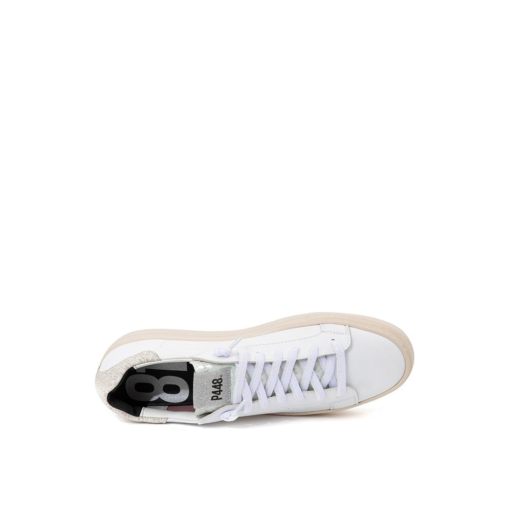 White Leather Low Top Sneakers