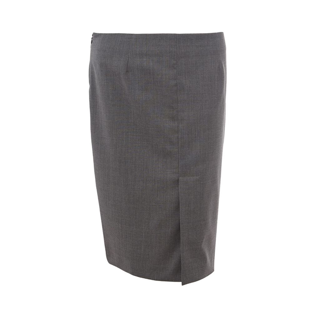 Gray Wool Midi Skirt