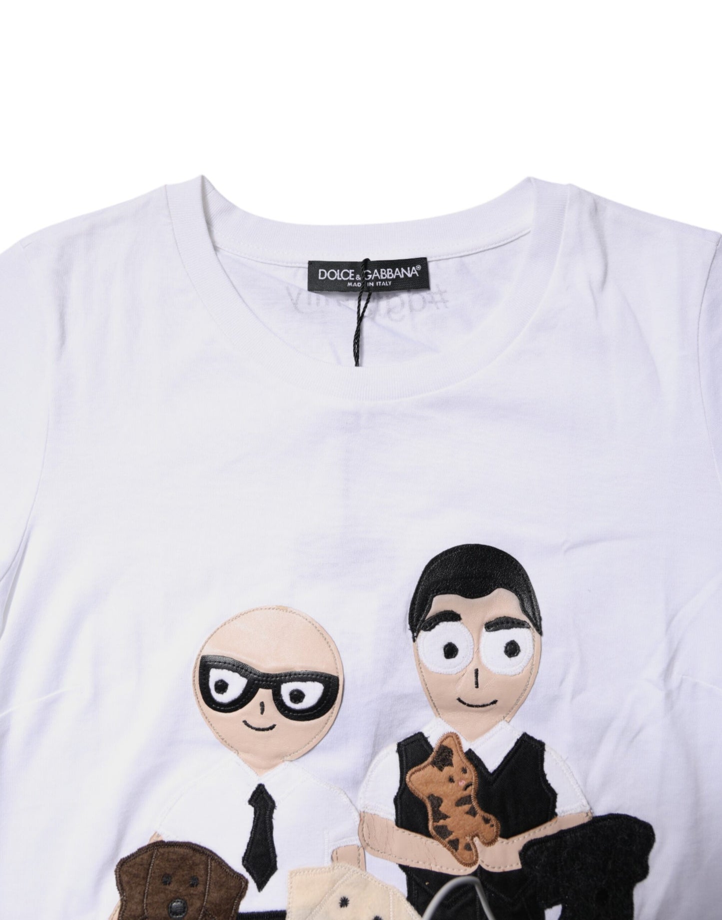 White Cotton #DGFAMILY Embroidery T-shirt