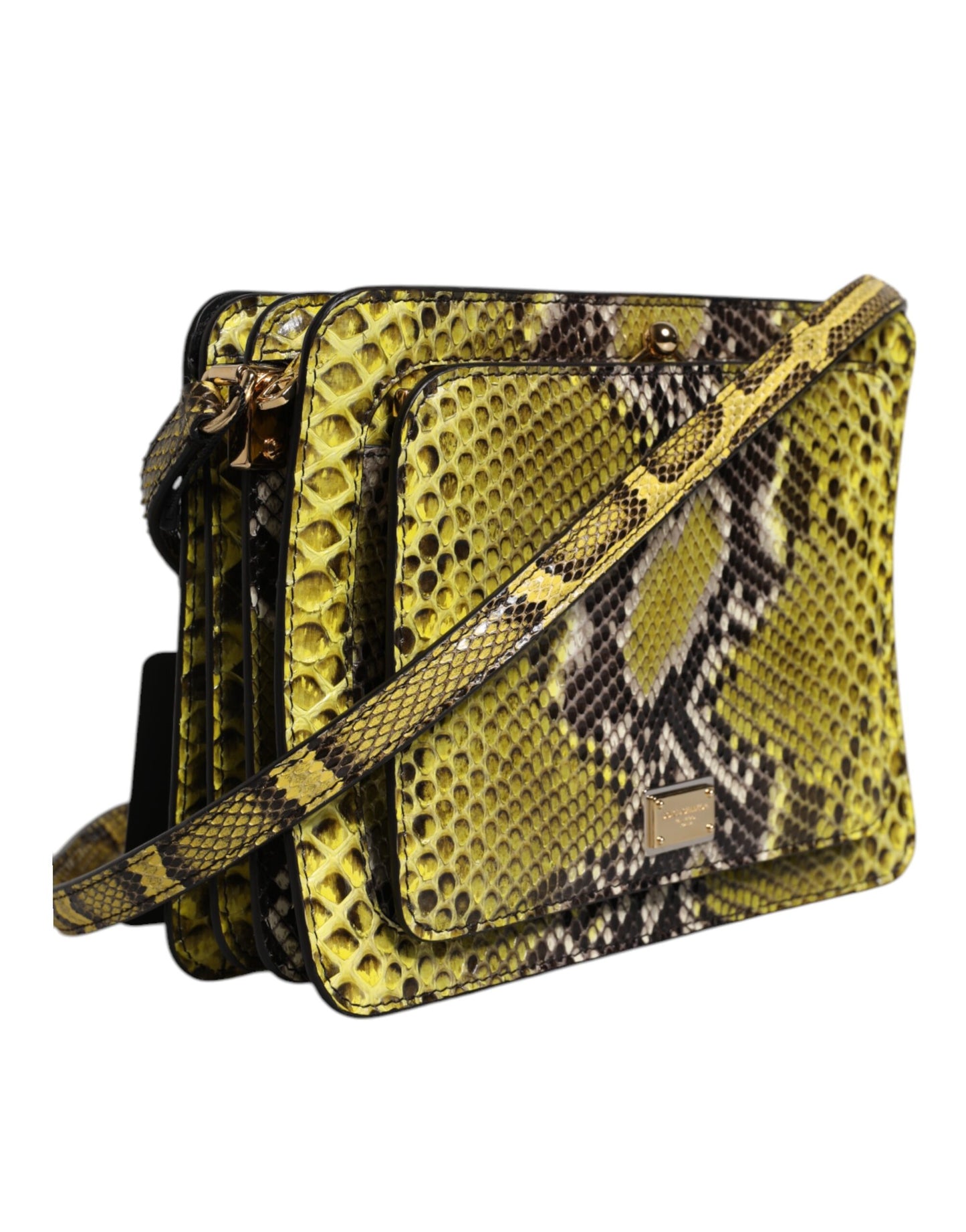 Green Exotic Leather DG Plaque Crossbody Clutch Bag