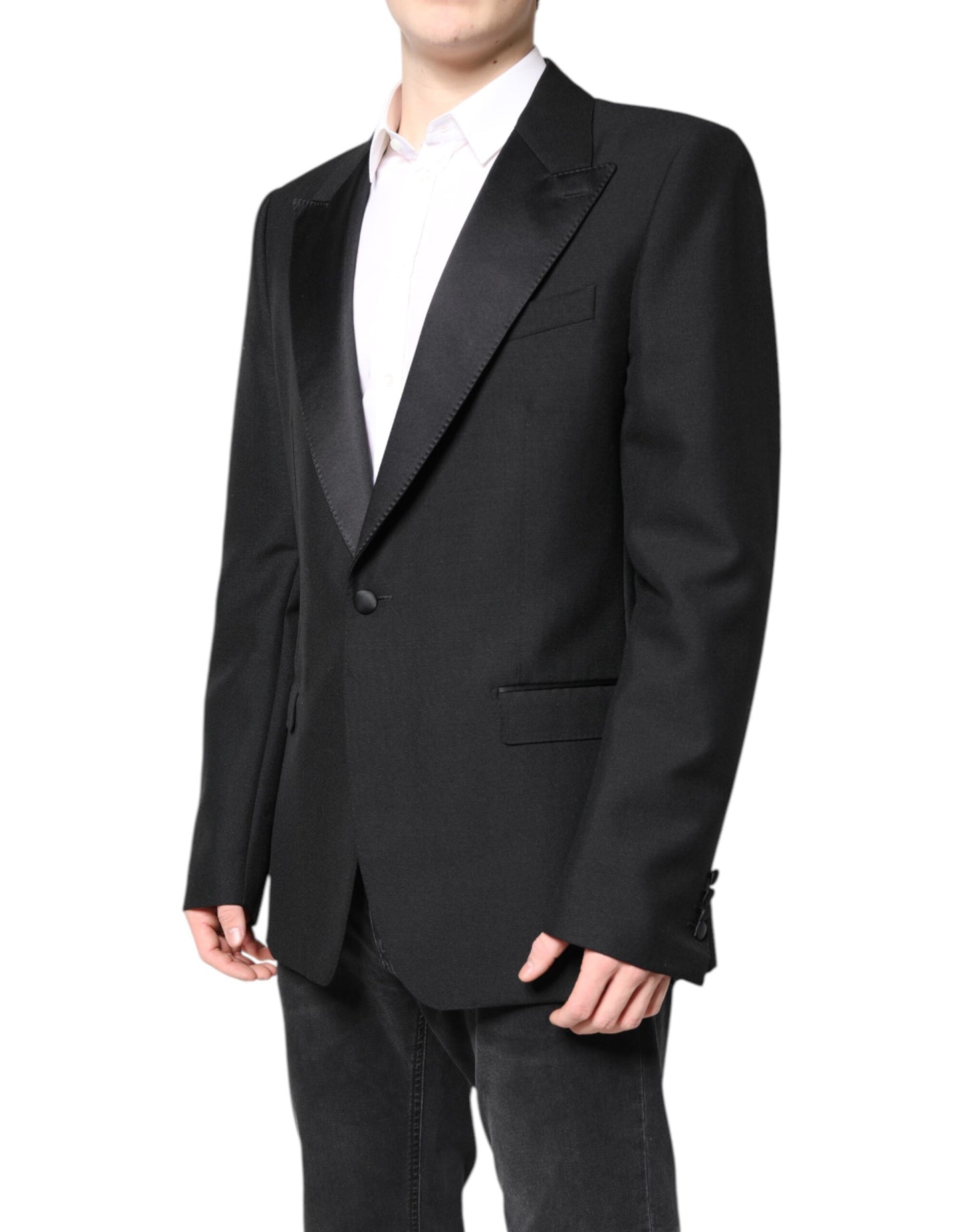 Black Wool Single Breasted Coat Blazer