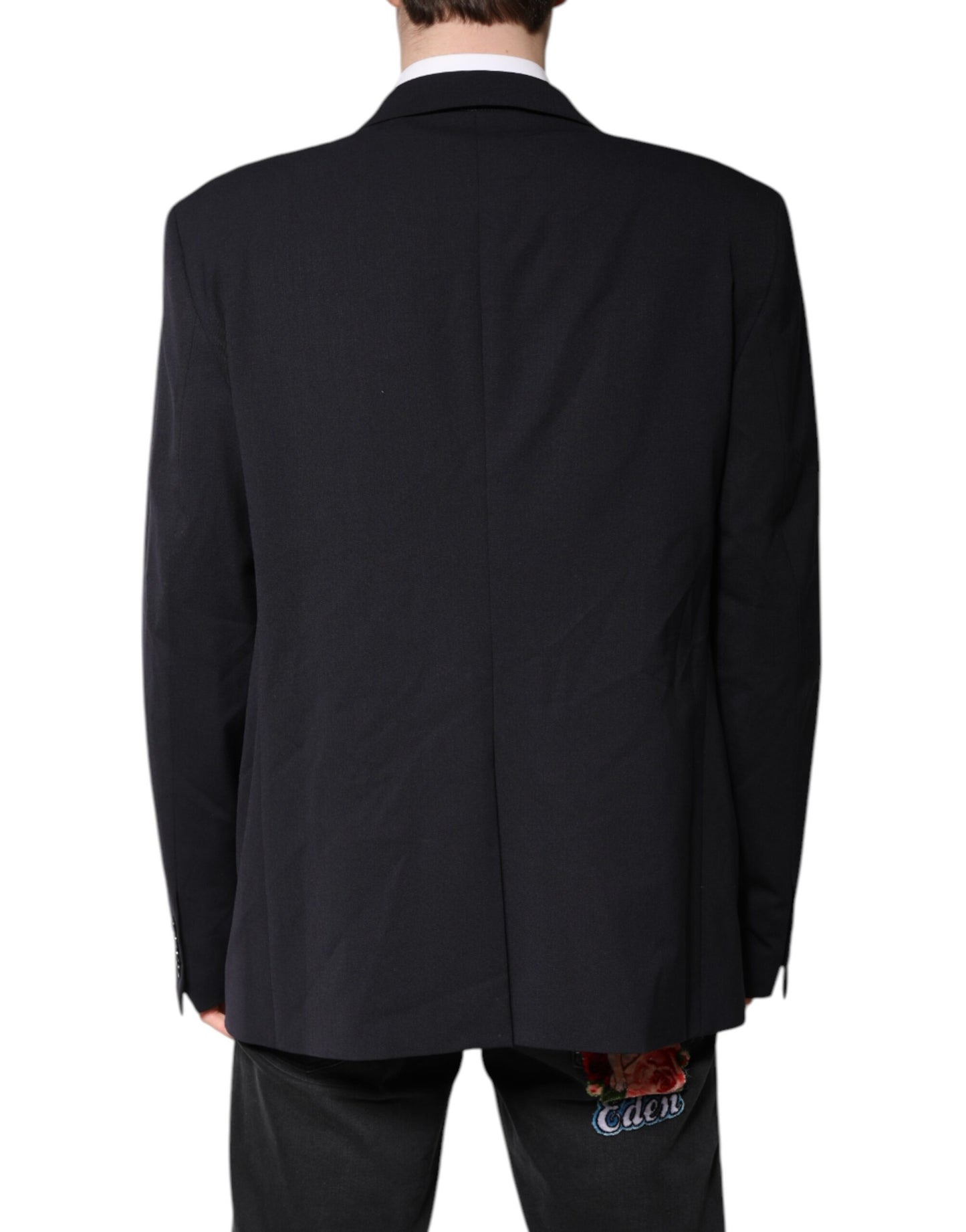 Dark Blue Wool Single Breasted Coat Blazer