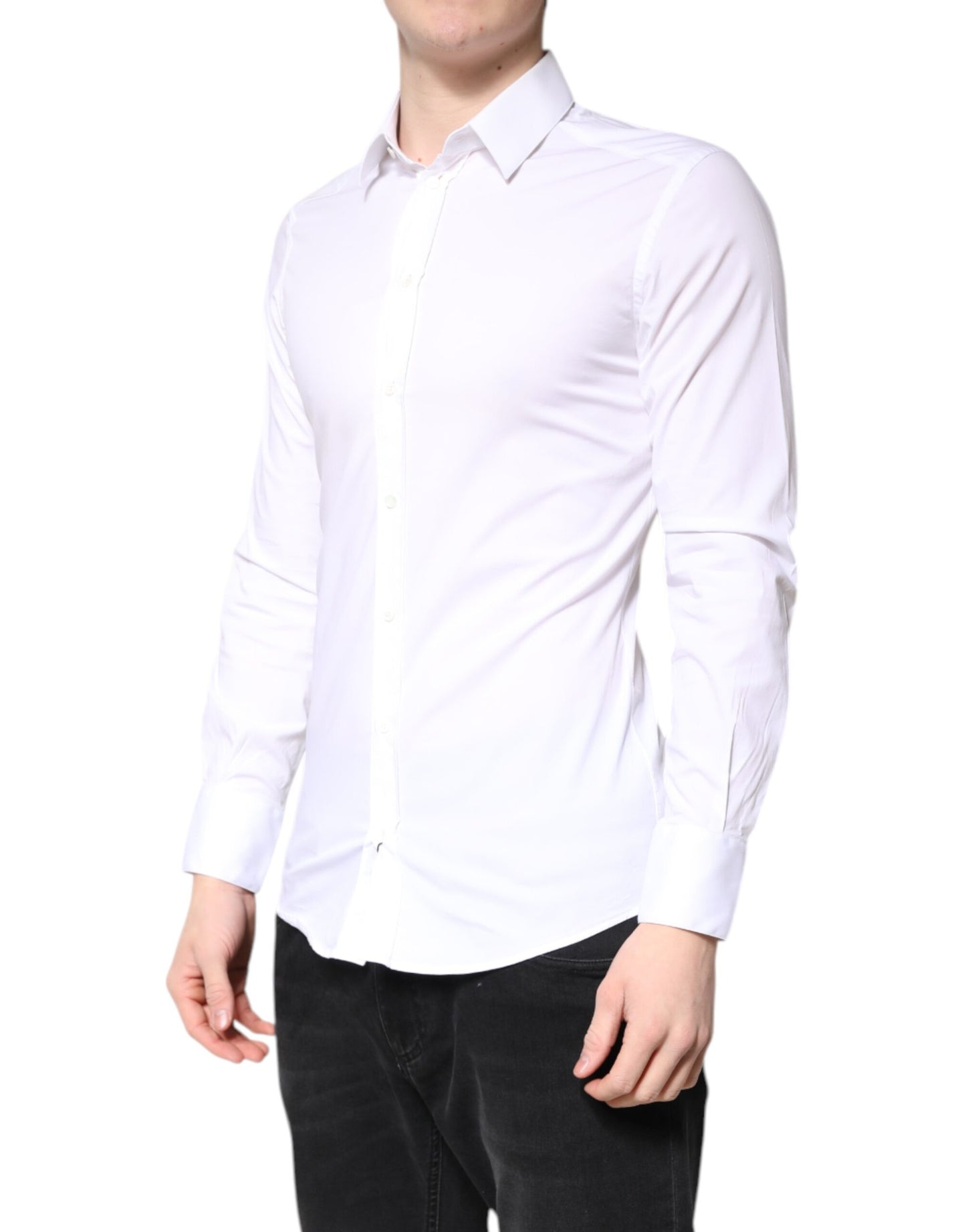 White Cotton GOLD Dress Formal Collared Shirt