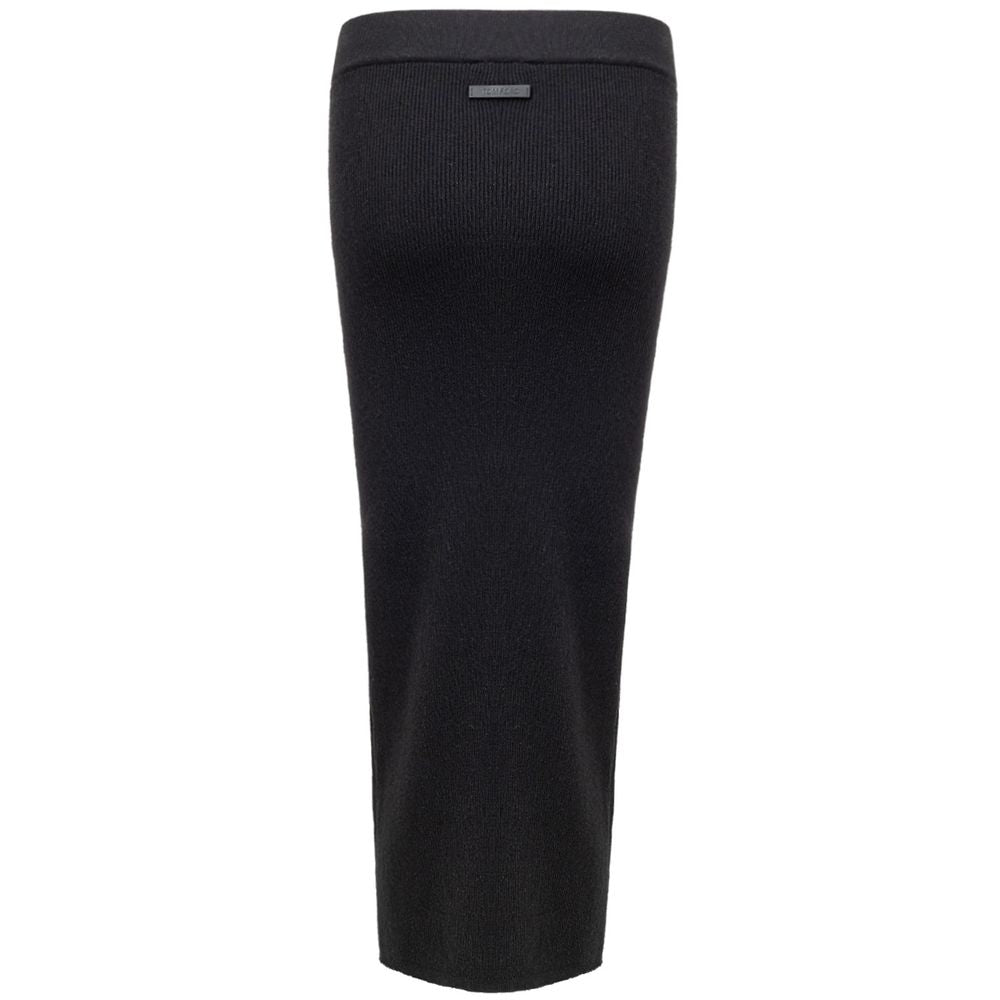 Black Cashmere Midi Skirt