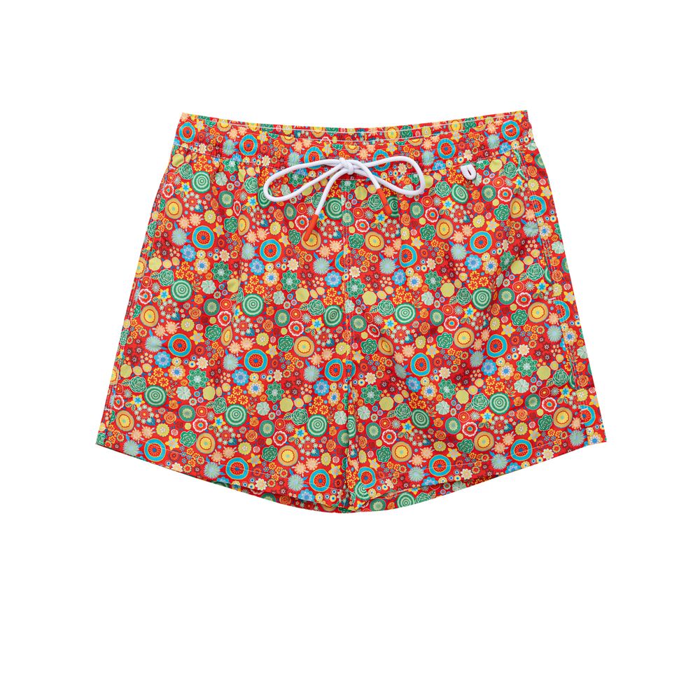 Red Polyester Swim Shorts