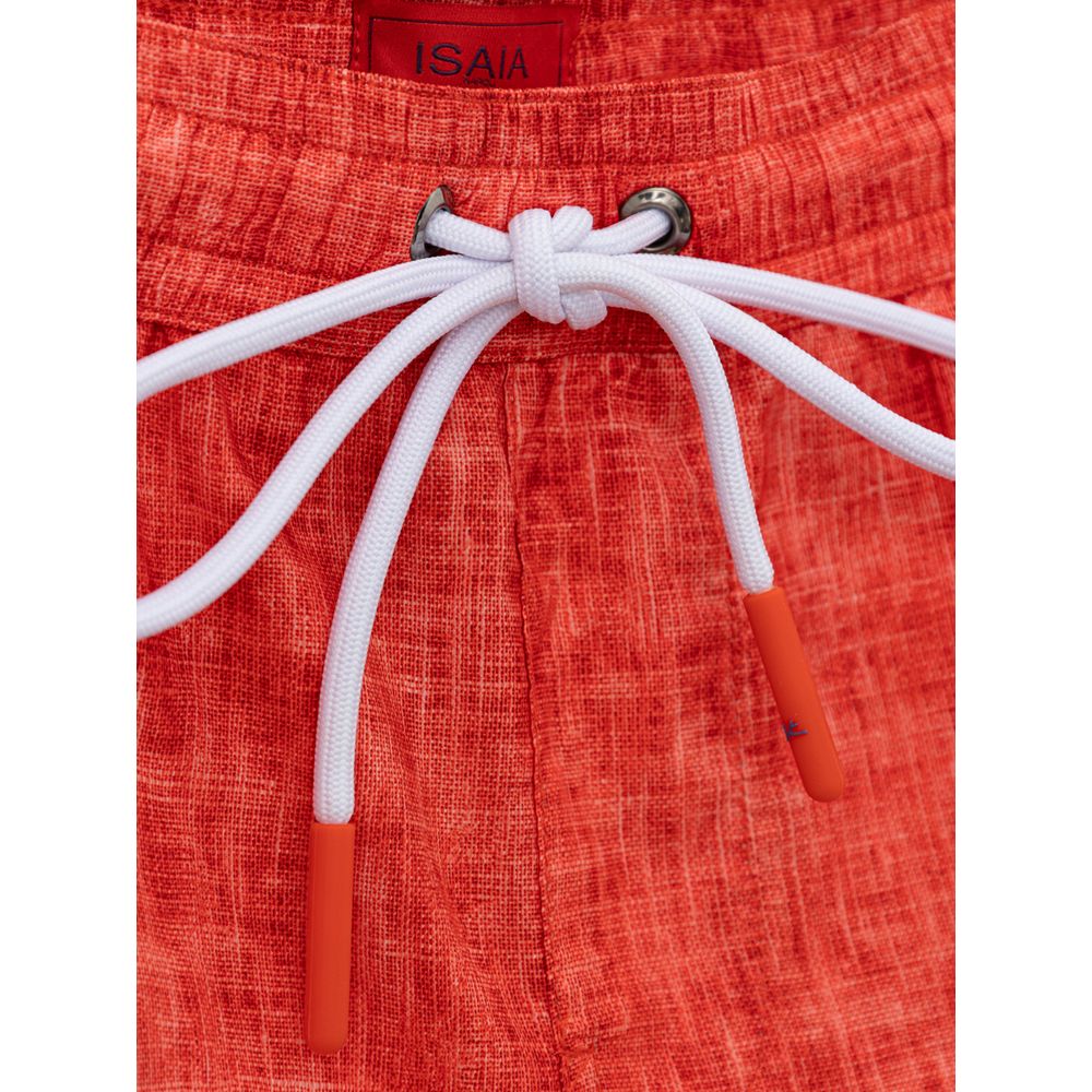 Red Polyester Swim Shorts