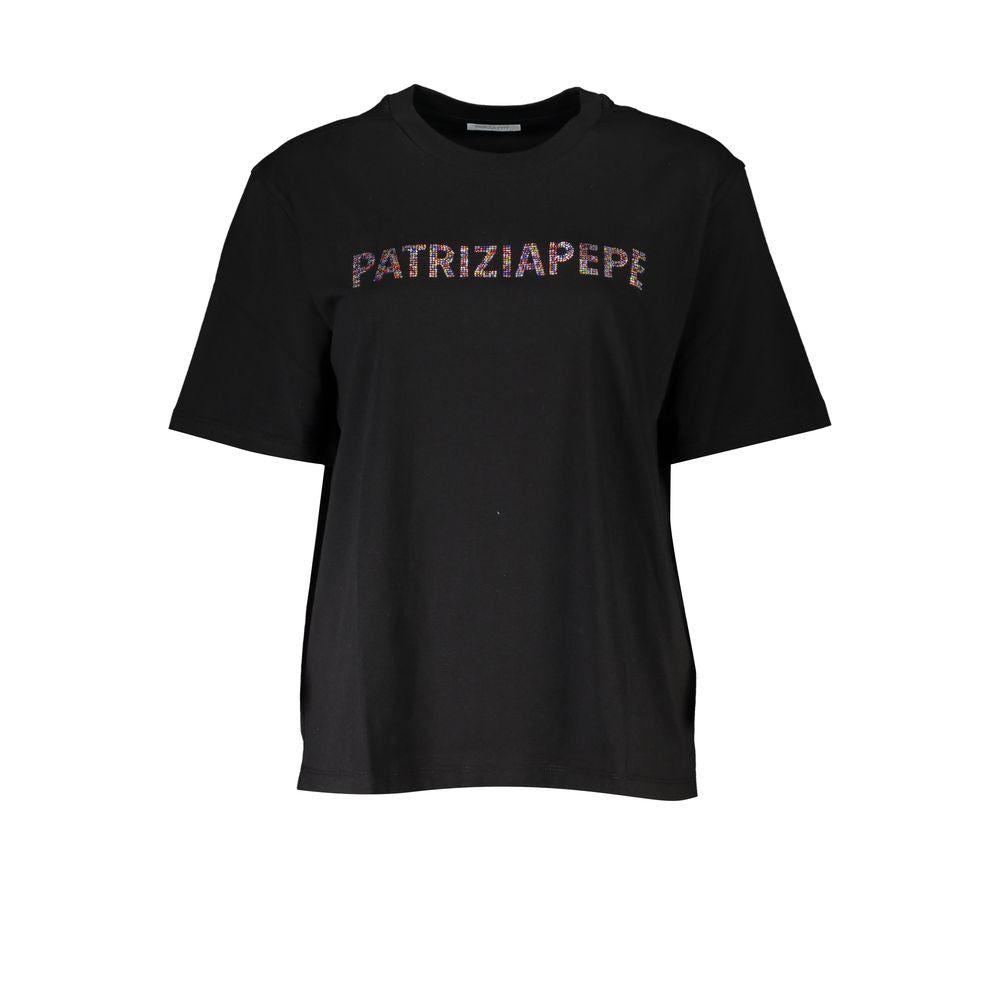 Black Cotton Women T-Shirt
