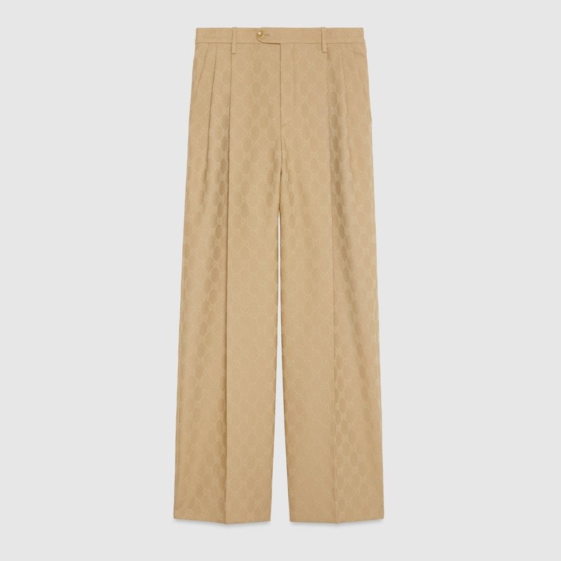 Gucci Pantalone in lana jacquard GG