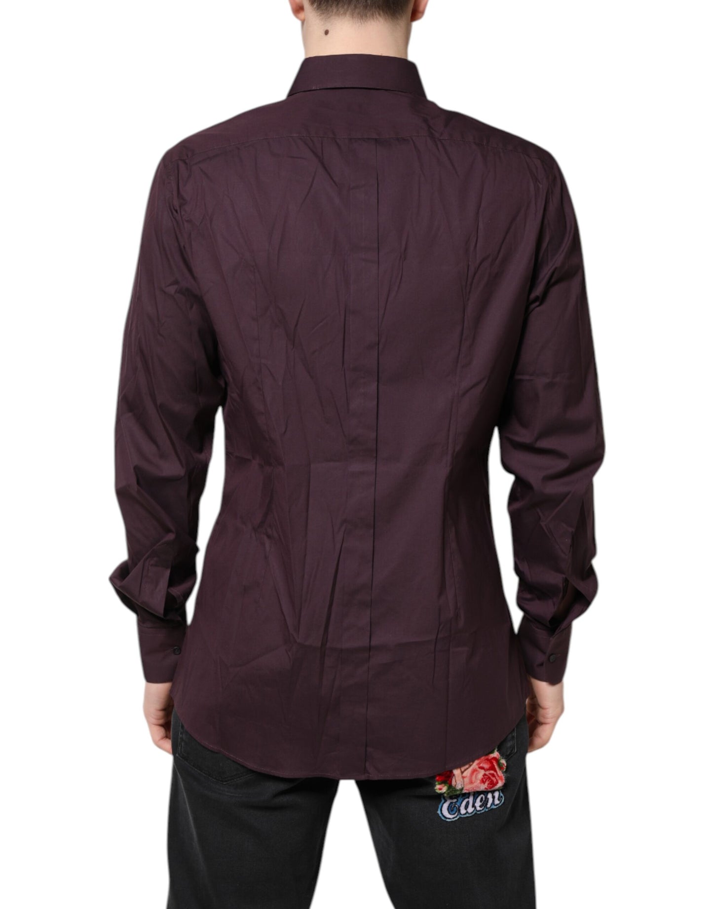 Burgundy Cotton GOLD Long Sleeves Shirt