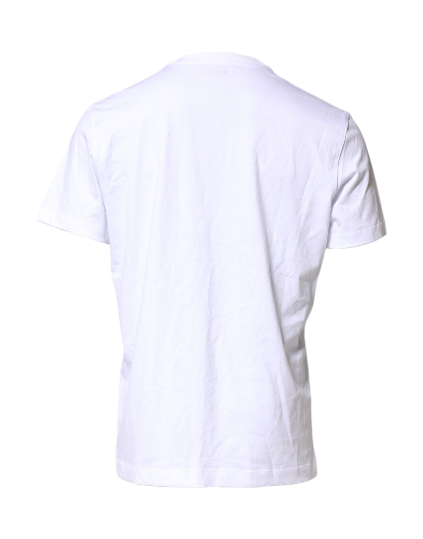 White Logo Embroidery Crew Neck T-shirt