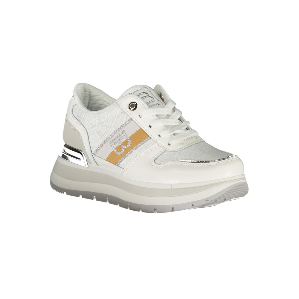 White Polyurethane Women Sneaker