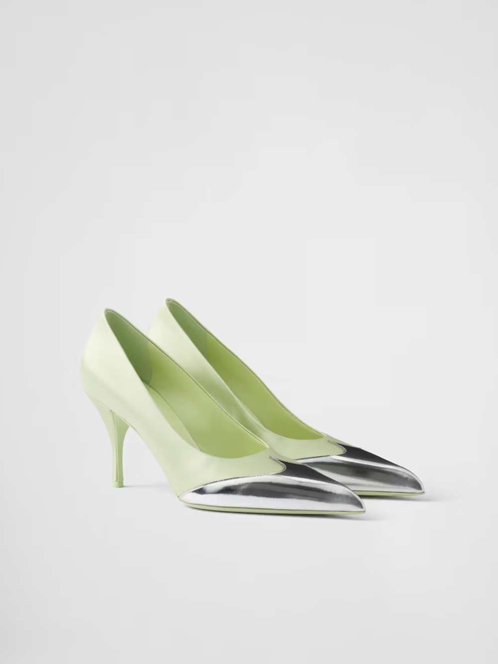 Satin And Metallic Leather Pumps