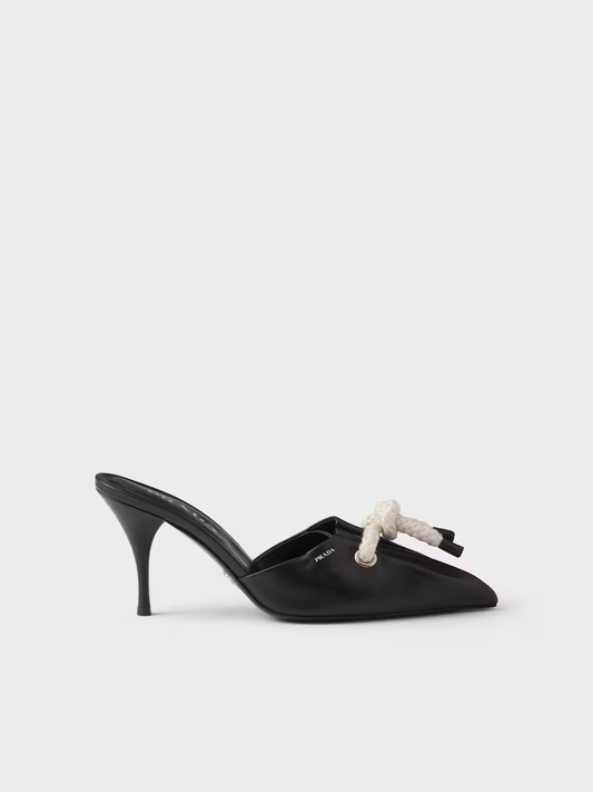 Black Nappa Leather Rope Detail  Sandals