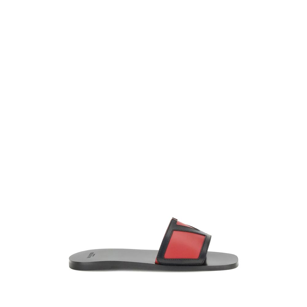 Multicolor Calf Leather Bos Taurus Flat Sandals