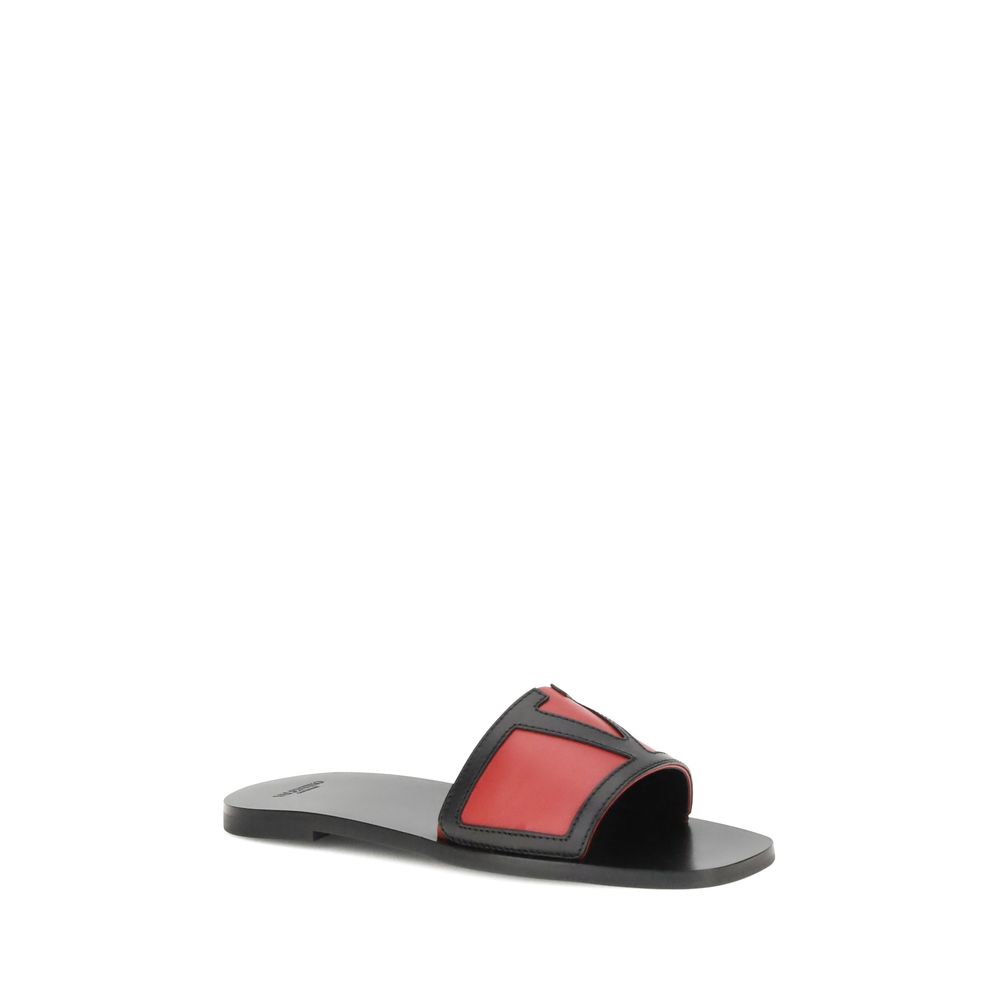 Multicolor Calf Leather Bos Taurus Flat Sandals