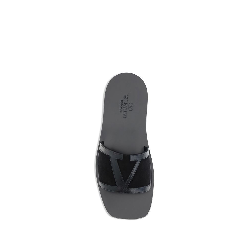 Black Calf Leather Bos Taurus Sandals