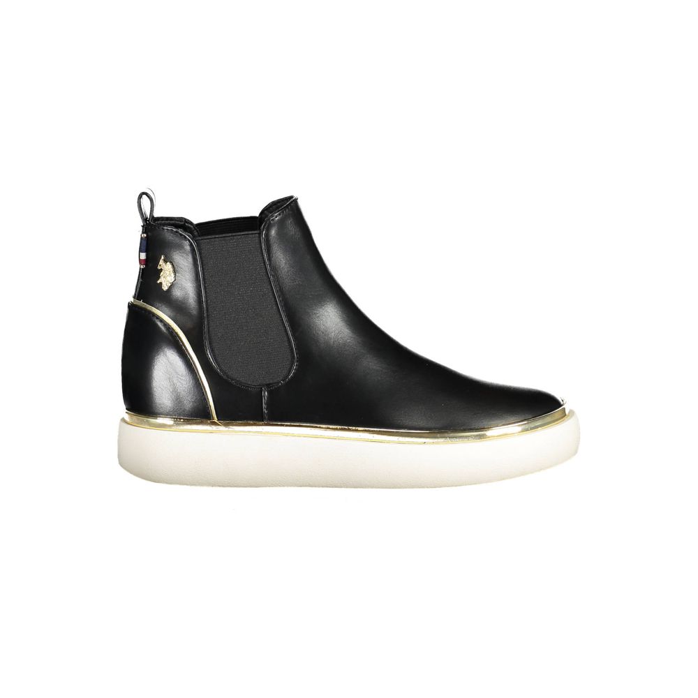Black Polyester Women Ankle Boot