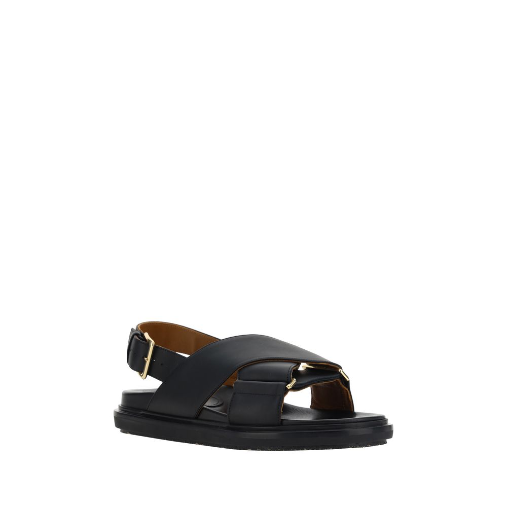 Black Calf Leather Bos Taurus Sandals